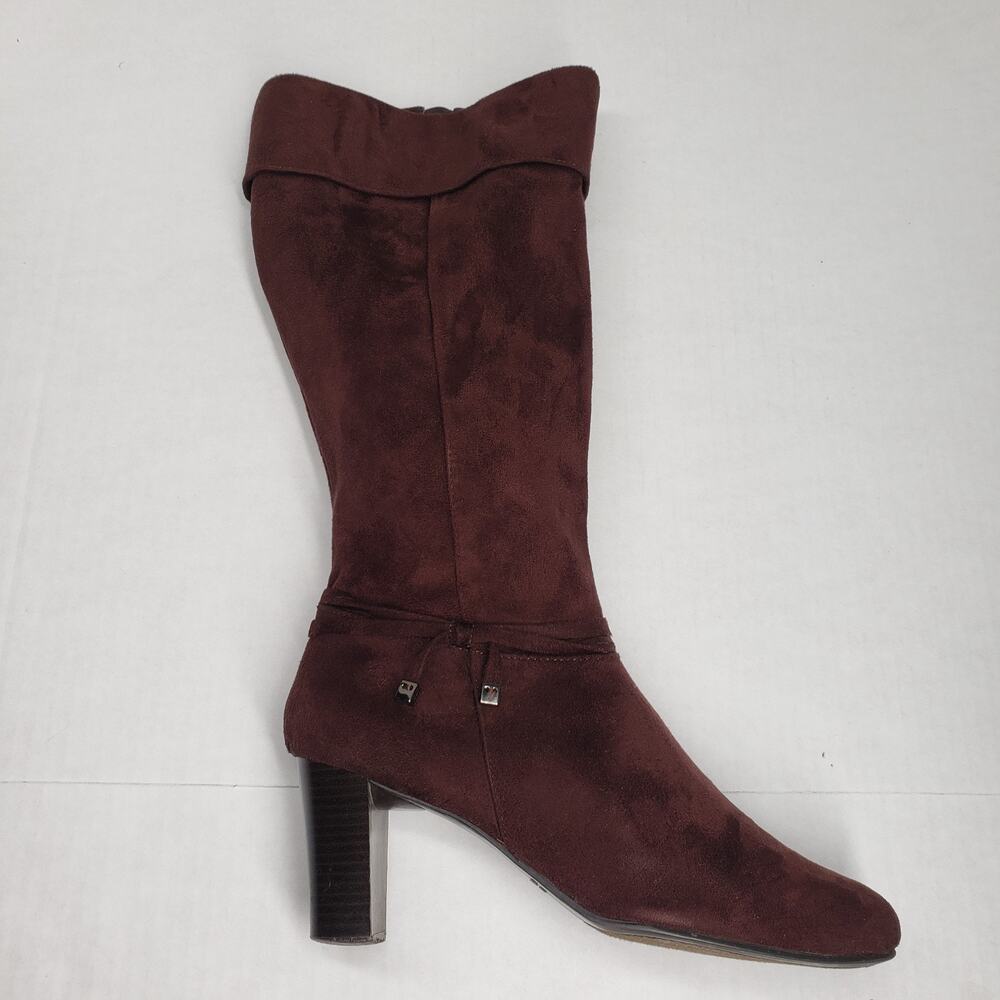 Predictions Faux Suede Knee High Boots Women 10 Wide Brown Slouchy Bohemian Fall